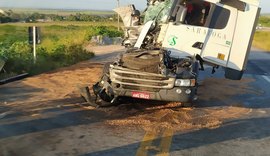 Colisão de caminhão gera derramamento de óleo na pista em Junqueiro