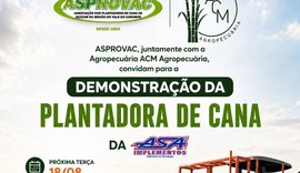 Asprovac incentiva plantio direto com demonstração de plantadora de cana em AL