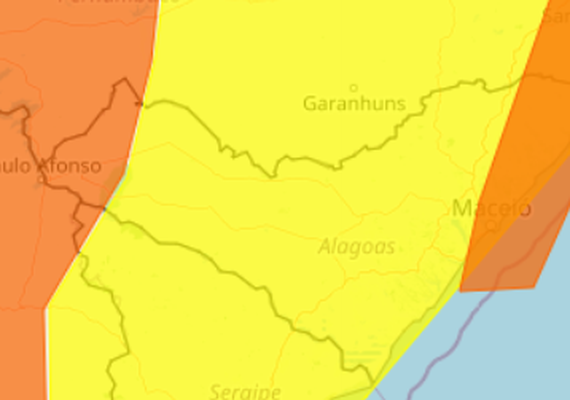 Perigo: Inmet eleva nível de alerta de chuvas em Maceió e mais 28 cidades de AL