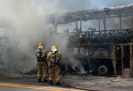 VÍDEO: Incêndio destrói ônibus de turismo que saiu de Arapiraca em direção ao Paraná