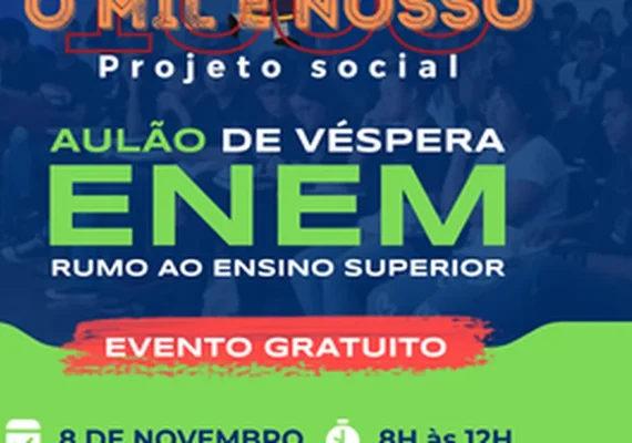Projeto “O Mil é Nosso” promove aulão gratuito de revisão para o Enem