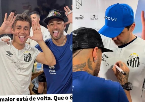 Neymar se reúne com Nikolas Ferreira e Marçal após jogo de estreia no Santos