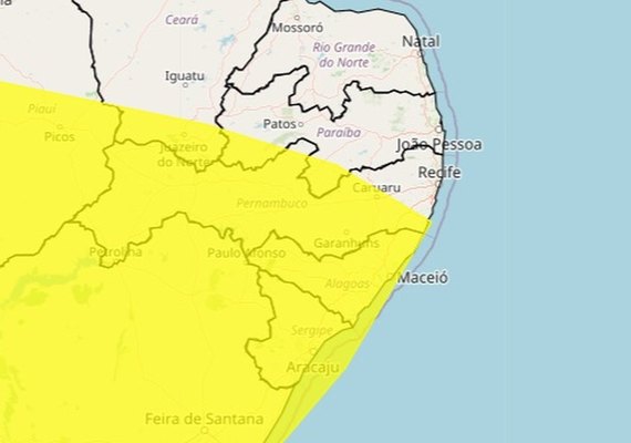 Inmet emite alerta de chuvas intensas para Alagoas até segunda-feira (14)