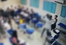 Vídeo: câmera registra momento em que aluno agride professora dentro de sala de aula no interior de AL