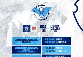 CSA reduz preços e inicia venda de ingressos para o Clássico das Multidões contra o CRB