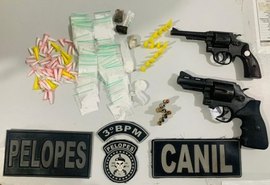 Em Arapiraca, PM apreende 57g de cocaína e armas em festa