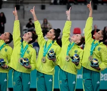 Alagoana Bárbara Galvão é ouro no Pan com a seleção de ginástica rítmica