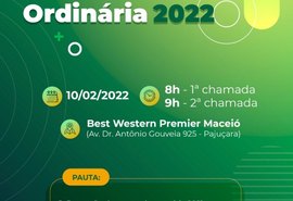 AGO 2022 da OCB AL será realizada no dia 10 de fevereiro
