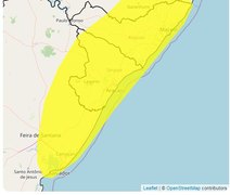 Inmet emite alerta amarelo para 95 municípios alagoanos; saiba quais