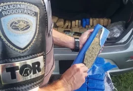Motorista ignora polícia, bate o carro e é preso com 400 tijolos de droga