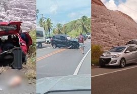 Vídeo: Colisão entre três veículos deixa feridos na AL-101 Sul