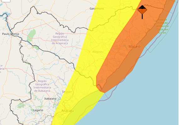 Inmet emite dois alertas para acumulado de chuvas em AL; confira a lista de municípios