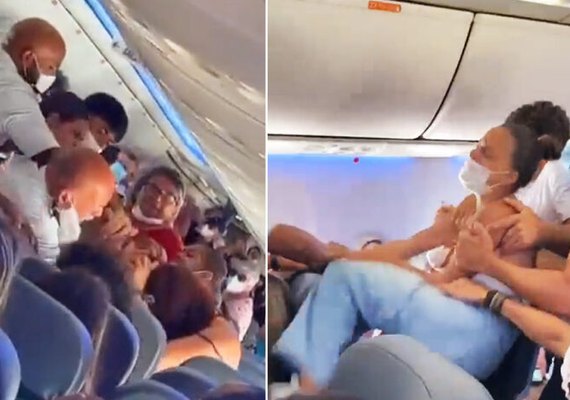 VÍDEO: Confusão entre duas famílias gera caos e pancadaria em avião da GOL