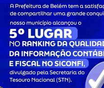 Belém se destaca em Transparência Governamental e conquista 5º lugar em AL