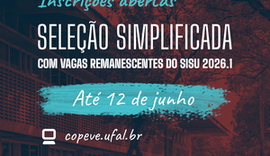 Ufal abre seleção simplificada com 59 vagas para segundo semestre