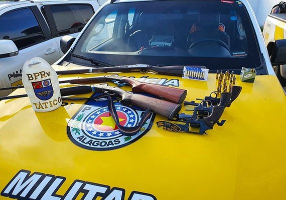 Polícia prende três suspeitos e apreende seis armas em Mata Grande