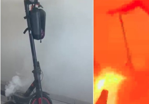 Patinete elétrico pega fogo dentro de residência e assusta casal em Maceió
