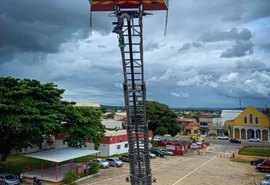 A 40 metros de altura, Corpo de Bombeiros realiza ação musical nesta segunda (6) em Maceió