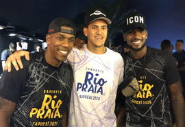 Após a conquista da Taça Guanabara, jogadores do Fla comemoraram em camarotes na Sapucaí