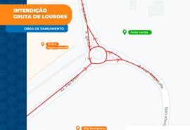 Trecho na Gruta de Lourdes é interditado para obras de saneamento