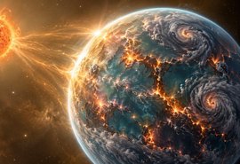 Exoplaneta desafia cientistas ao exibir órbita retrógrada e desalinhada