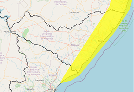 Alerta amarelo: Inmet emite aviso sobre chuvas intensas em 38 municípios de AL; confira