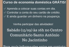 Jacintinho recebe curso gratuito de economia doméstica neste sábado