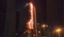 Incêndio atinge arranha-céu próximo do prédio mais alto do mundo, em Dubai