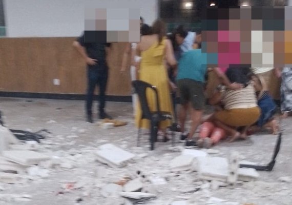 Teto desaba durante casamento em clube militar e deixa feridos em Maceió