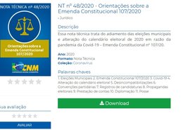 CNM lança nota técnica com orientações jurídicas sobre adiamento e calendário das eleições