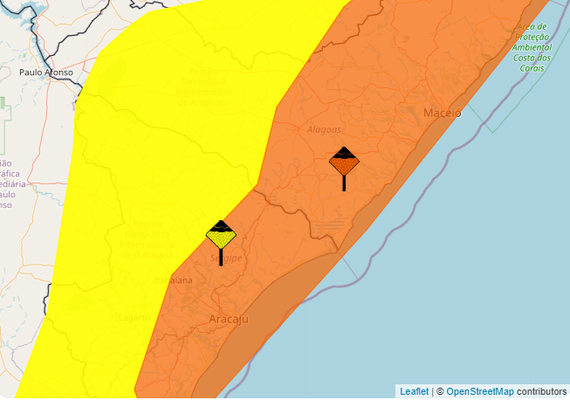 Alagoas tem dois alertas para acumulado de chuvas até quarta-feira (08)