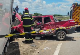 Colisão entre caminhão e caminhonete em São Sebastião deixa ferido