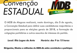 MDB realiza convenção para oficializar candidatos em Alagoas