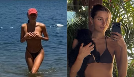 Sasha Meneghel chama atenção ao fazer topless em praia durante o Natal