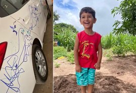 Menino de 3 anos risca carro e mãe viraliza no TikTok em Alagoas