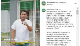 “Um absurdo”: creche está pronta há mais de um ano e fechada em Maceió, denuncia líder comunitário