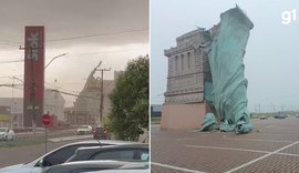 VÍDEO: Estátua da Havan é derrubada por vendaval em Porto Alegre