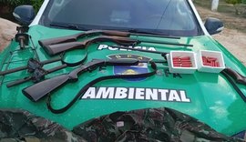 PM-AL apreende armas e resgata animais silvestres em ação ambiental