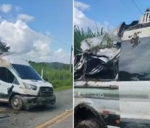 Colisão entre caminhões, van e carro ﻿deixa um morto e feridos ﻿na BR-424