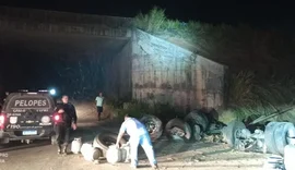 Caminhão que transportava botijões de gás cai da pista e tem carga saqueada em Messias