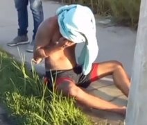 VÍDEO: após tentativa de assalto, homem é amarrado e agredido por populares na parte alta de Maceió