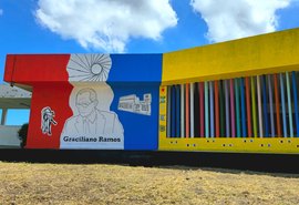 Mural com mais de 50m² homenageia Graciliano Ramos, na Ufal