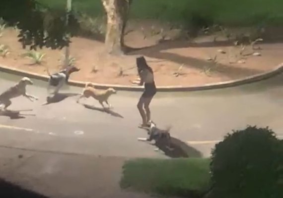 Vídeo: jovem é atacada por cães de rua durante a madrugada em parque de Arapiraca