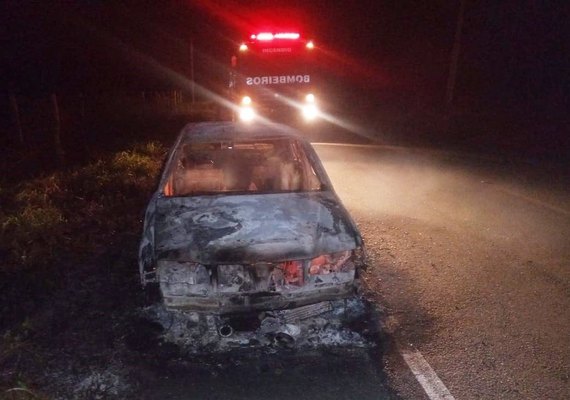 Carro pega fogo e mobiliza bombeiros em rodovia de Jaramataia, Alagoas