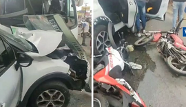 Acidente entre 3 motos, 2 carros e 1 micro-ônibus deixa feridos na Avenida Menino Marcelo