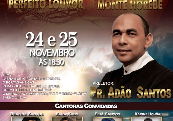 Pastor Adão Santos em Maceió ministrará para 2 mil pessoas