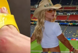 Virginia reclama que saltos fizeram calos em caminhada ao estádio da Copa