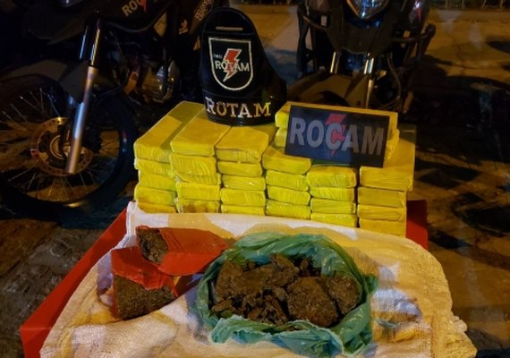 Batalhão de Rotam apreende mais de 22 quilos de maconha em grota de Maceió