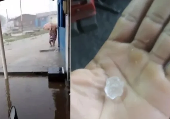 Fortes chuvas causam alagamentos e chuva de granizo em Cajueiro