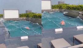 Turista fica preso em piscina de hotel durante terremoto em Taiwan; veja vídeo